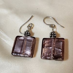 Amethyst rock pierced earrings